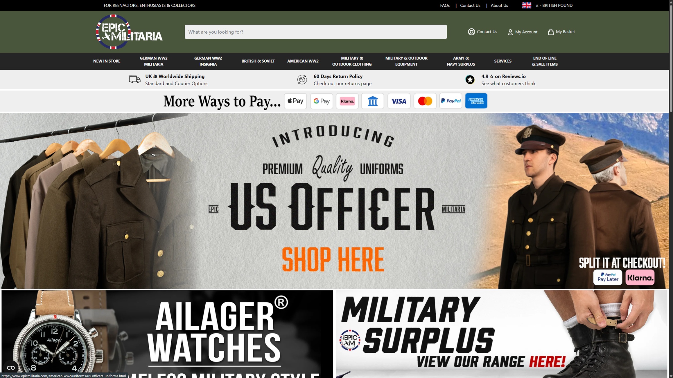 Epic Militaria (epicmilitaria.com) screenshot