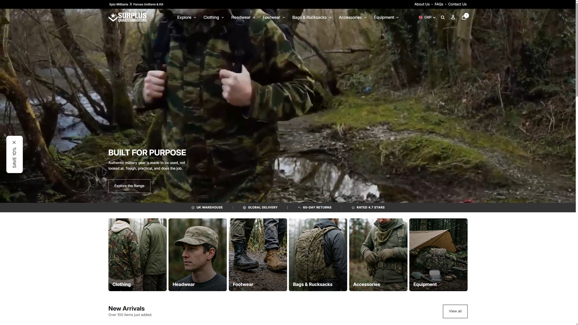 Surplus Quartermasters (surplusqm.com) screenshot